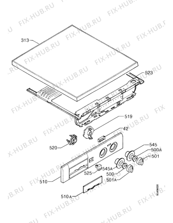 Взрыв-схема стиральной машины Zanussi FLS1082 - Схема узла Control panel and lid